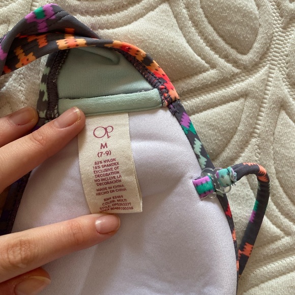 Vintage halter patterned OP bikini rainbow and grey gradient - Picture 4 of 6